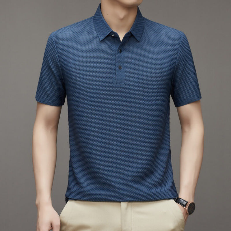 Men’s Summer Ice Silk Polo Shirt – Loose Fit, Short Sleeve Pullover for Casual Wear (M-XXXXL)