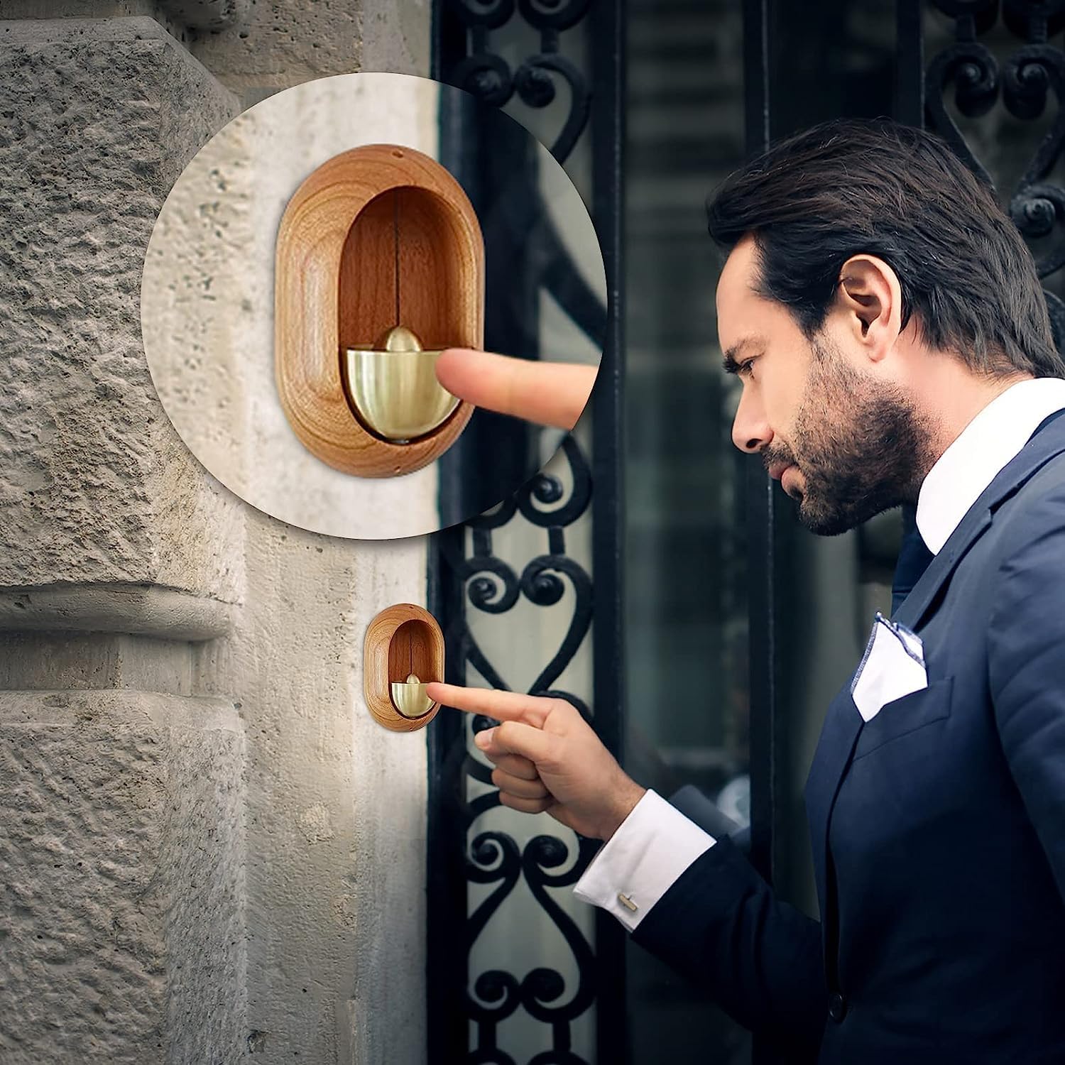 Round Wooden Wireless Wind Chimes – Decorative Hanging Doorbell for Home & Entrance | Elegant Wind Bell for Indoor & Outdoor Use