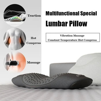 🔥 Lumbar Support Waist Pillow – Heated Massage Pad for Lower Back Pain Relief | Ergonomic Bed Waist Cushion for Elderly & Pregnant Women