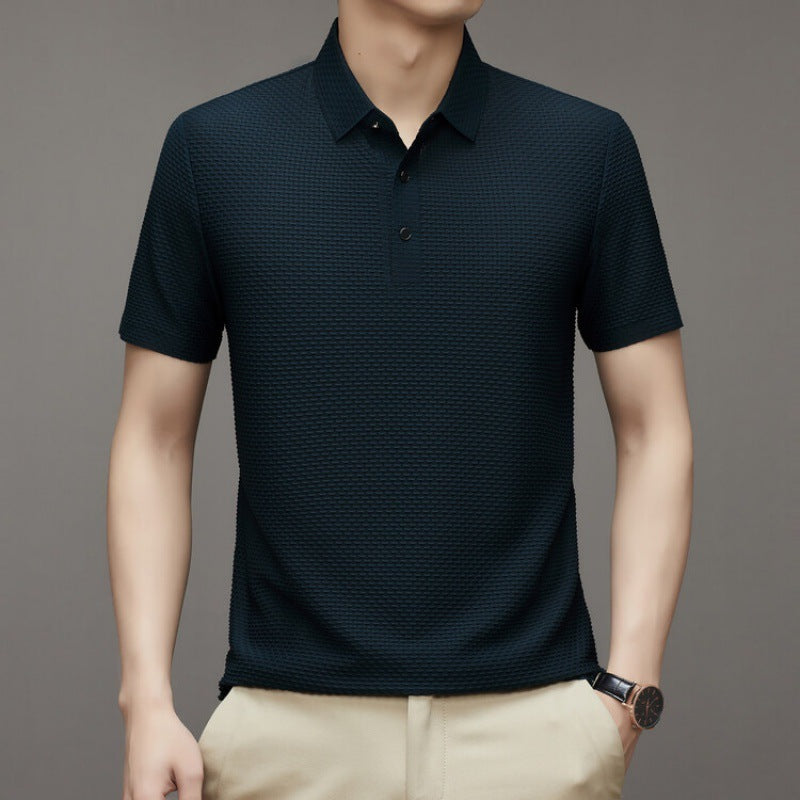 Men’s Summer Ice Silk Polo Shirt – Loose Fit, Short Sleeve Pullover for Casual Wear (M-XXXXL)